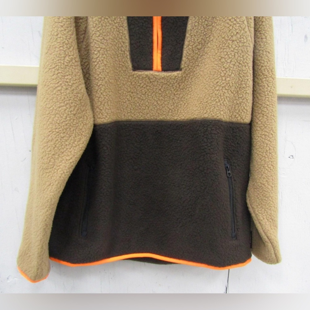 Champion+Todd Snyder Fleece Hoodie Size XL Brown/Orange Half Zip Pullover - Picture 6 of 8